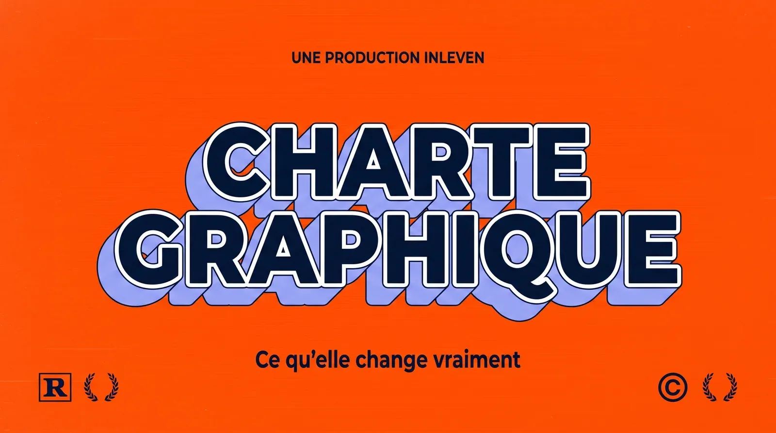 Visuel de couverture en art 3D retro aux couleurs Inleven, affichant le titre Charte graphique et la mention de ce qu'elle change vraiment sur un site.