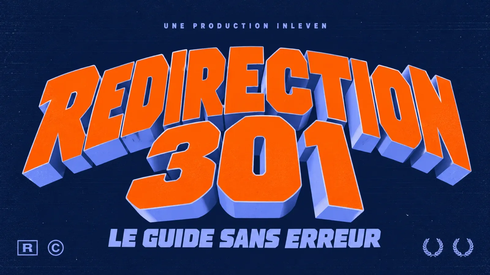 Couverture rétro en relief, lettres orange sur fond bleu marine, titrée Redirection 301, avec la ligne Le guide sans erreur.