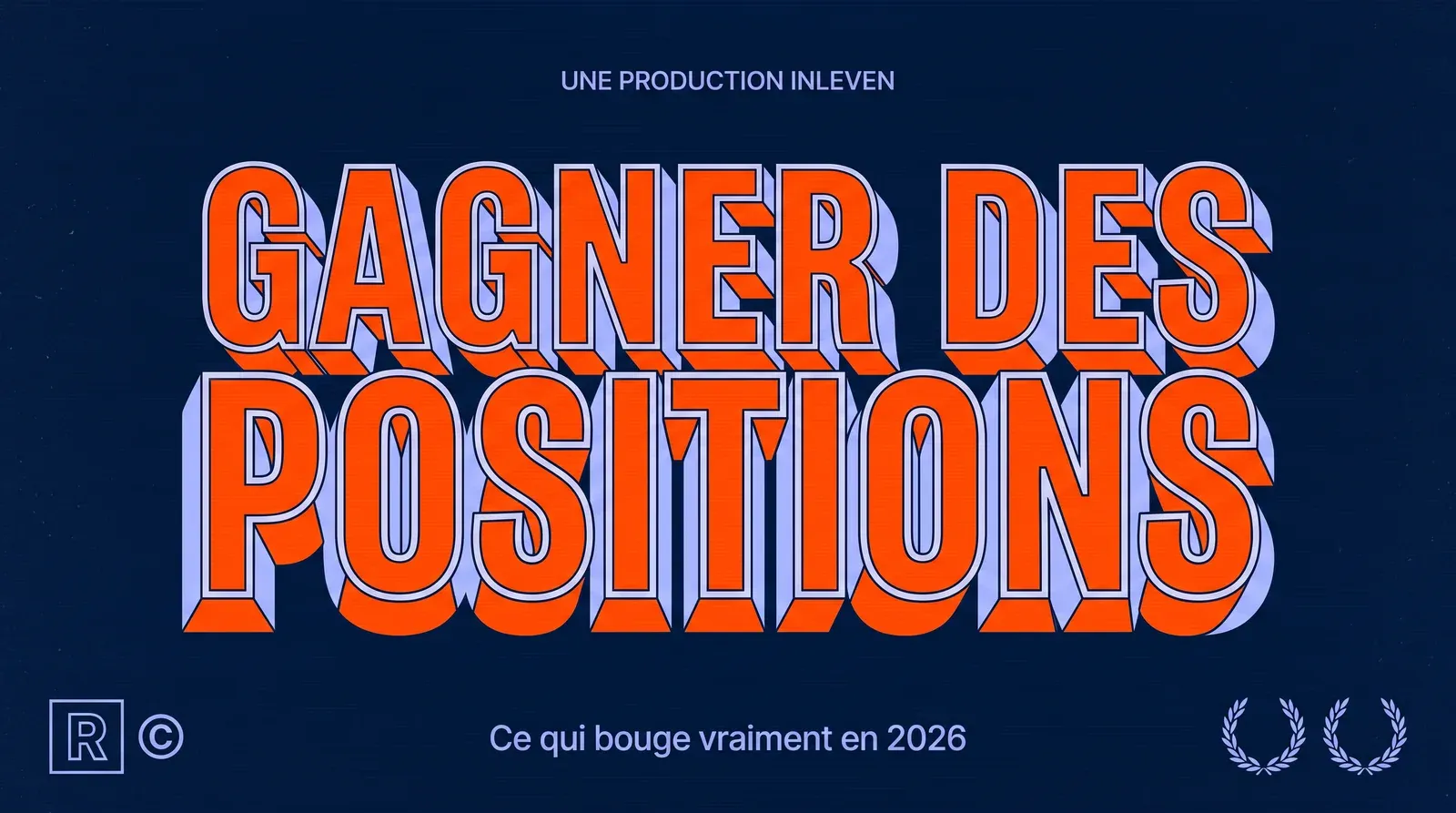 Illustration 3D retro sur fond bleu nuit portant le titre GAGNER DES POSITIONS en lettres orange, en ouverture d un article sur le referencement naturel et les leviers qui deplacent reellement une position.