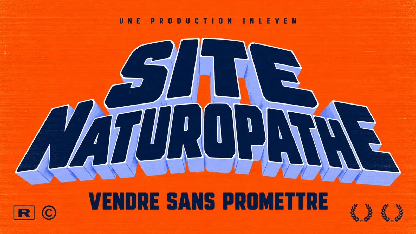 Couverture en art 3D rétro aux couleurs d'Inleven, titrée Site naturopathe avec la ligne Vendre sans promettre, pour un guide sur le contenu, les règles, la visibilité Google et le budget d'un site de naturopathe.