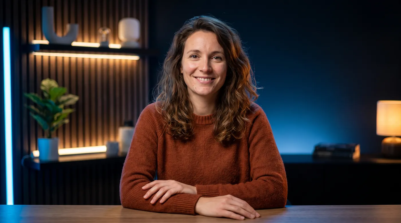 Création de site internet à Nantes : professionnel dans un studio moderne au ton bleu Inleven