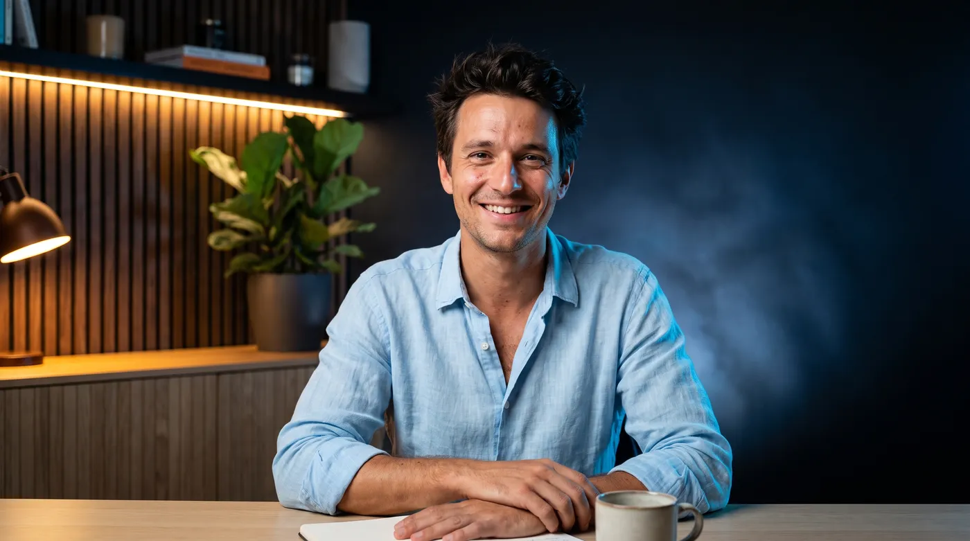 Création de site internet à Nice : professionnel dans un studio moderne au ton bleu Inleven